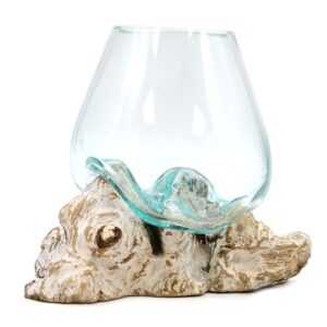Steklena skleda na pobeljenem lesu – Molten Glass on Wood (velika)
