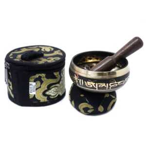 Mini tibetanska pojoča posoda – darilni set (črna)