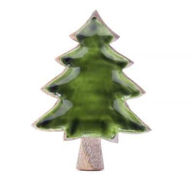 Lesena praznična skleda – Drevo z emajlom (25×19 cm)