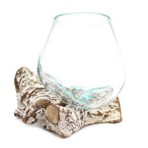 Steklena skleda na pobeljenem lesu – Molten Glass on Wood (srednja)