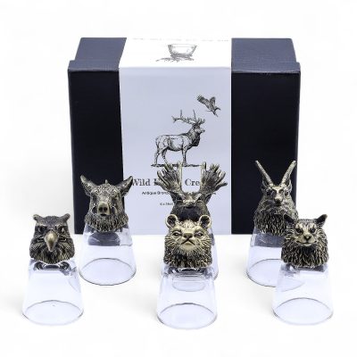 Darilni set kozarčkov (6×50 ml) – Wild Forest Creatures – antično bronasti