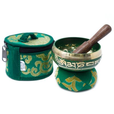 Mini tibetanska pojoča posoda – darilni set (zelena)