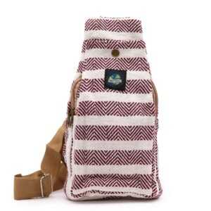 Nahrbtnik iz naravnega bombaža – bordo-bel (cross-body)
