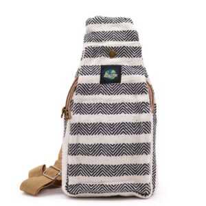 Nahrbtnik iz naravnega bombaža – črno-bel (cross-body)