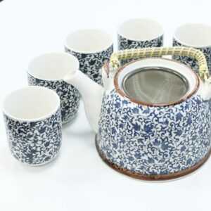 Čajni set Modri ornament – čajnik in 6 skodelic