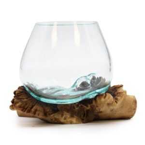 Steklena skleda na redkem lesu Parasite (Molten Glass on Wood)