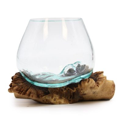 Steklena skleda na redkem lesu Parasite (Molten Glass on Wood)