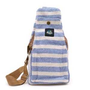 Nahrbtnik iz naravnega bombaža – modro-bel (cross-body)
