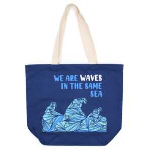 Platnena torba s tiskom We are Waves – Modra (38x45 cm)