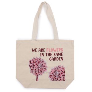 Platnena torba s tiskom We are Flowers – Naravna bež (38x45 cm)